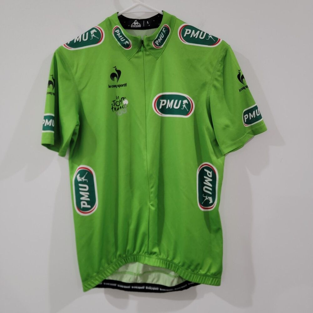 Le Coq Sportif Cycling Jersey Size Large Le Tour France 100 Green Maillot‎ Vert
